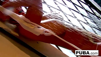 Hot blonde fucks herself