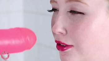 Samantha rone sucks & fucks her biggest dildo during shower time
