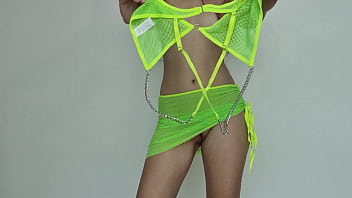 Neon green look try on