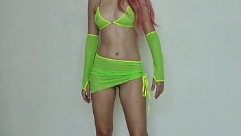 Neon green look try on