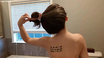 Sage eldritch wetting her curly hair #1