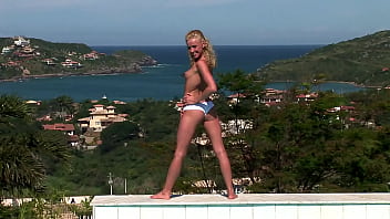 A super hot slender and flexible gymnast fucked in the ass and pussy by the outdoor swimming pool