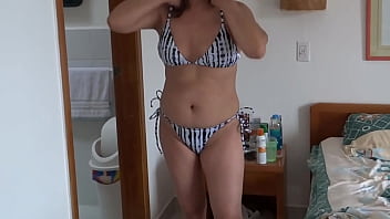 Beautiful stepmother puts on a bikini to show off on the beach compilation