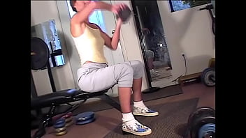 Maria shadoes redhead milf shows perky tits in the gym bts