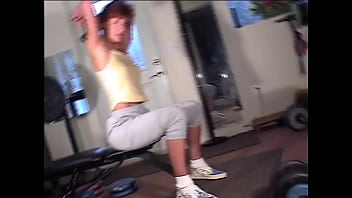 Maria shadoes redhead milf shows perky tits in the gym bts