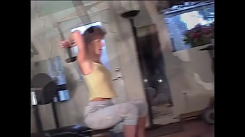 Maria shadoes redhead milf shows perky tits in the gym bts