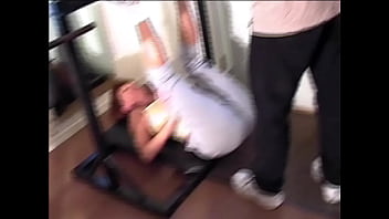 Maria shadoes redhead milf shows perky tits in the gym bts