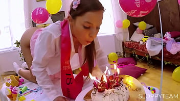 Birthday cake smashed deep throat food fetish