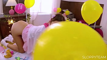 Birthday cake smashed deep throat food fetish