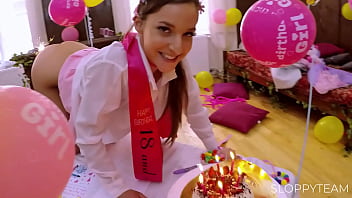 Birthday cake smashed deep throat food fetish