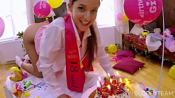 Birthday cake smashed deep throat food fetish