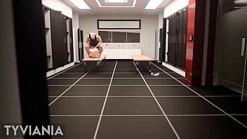 Un chico afeminado y femboy es acorralado por una mujer fuerte