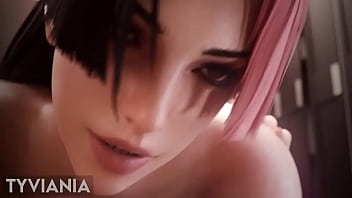 Un chico afeminado y femboy es acorralado por una mujer fuerte