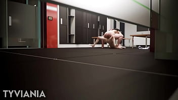 Un chico afeminado y femboy es acorralado por una mujer fuerte