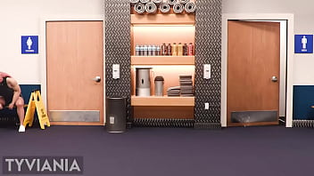 Un chico afeminado y femboy es acorralado por una mujer fuerte