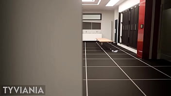 Un chico afeminado y femboy es acorralado por una mujer fuerte