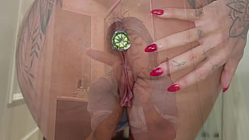 Destroying and sucking my giant dildo