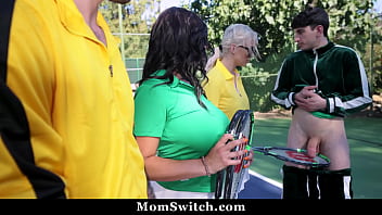 Stepsons get distracted by their stepmoms' hot bodies during their play momswitch Stepsons get distracted by their stepmoms' hot bodies during their play momswitch