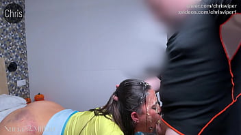 I'm helping my stepsister empty her stomach on halloween with nuria millan puke vomit food teaser