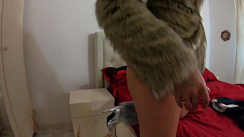 Milfycalla masturbating while wearing fur coat and shiny high heels preview