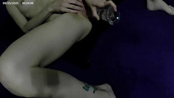 Perfect body uses a big dildo in her pussy