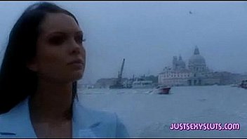 Brunette babe hottie sandwiched hardcore