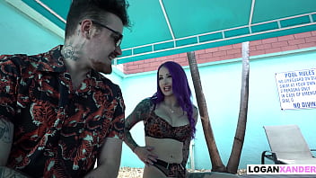 Picking up a tattooed goddess valerica steele at the pool to fuck logan xander