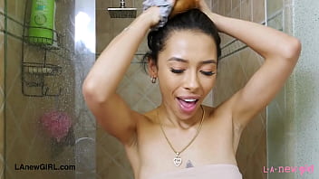 Elegant teen model enjoys a sensual bath