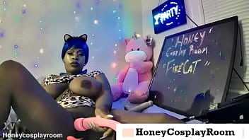 Honey cosplay room fire cat big titty fat pussy cum pt 2