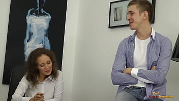 Kinky brunette secretary starts peeing on another chick and a guy in the office before two of them start drooling on a thick dick and getting their tight asses fucked on the table