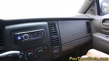 Latina teen pov blows big hard cock in car