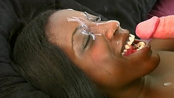 Foot rub flexible babe gets her feet and throat fucked before a blinding facial