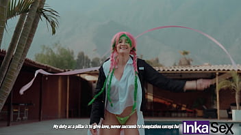 Mitsuri inocente recibe tremendo anal de tanjiro y le llena la cara de leche video completo