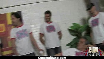 Busty ebony whore gangbanged and covered in cum 28