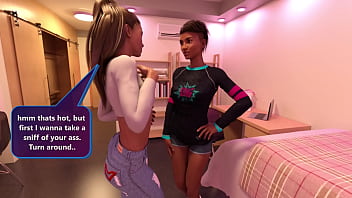 2 college girls sniffing butt