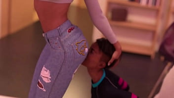 2 college girls sniffing butt