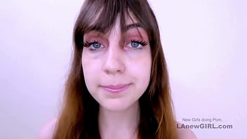 Fresh faced brunette got seduced by the producer