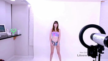 Fresh faced brunette got seduced by the producer