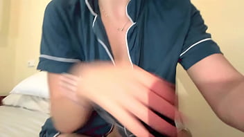 Very delicious game with my fingers in my wet and creamy pussy on my stepdad's bed