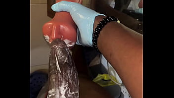 Stocking and deep throating my sextoy like a slave till it gets nasty