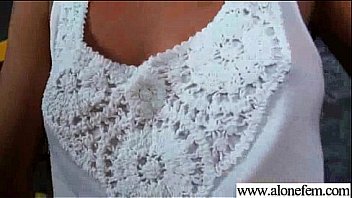 Alone girl start play with crazy stuff as sex toys mov 26