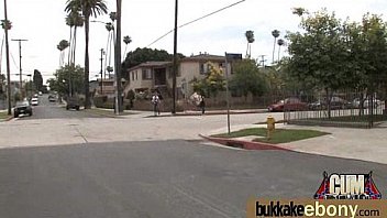 Ebony babe sucks group of white guys 2