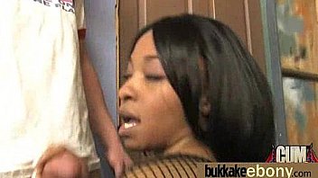 Ebony gets group cumshots 17