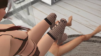 I love footjob so i asked a friend to jerk me off in stockings foot fetish mia