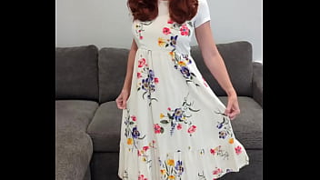 A redhead in a dress