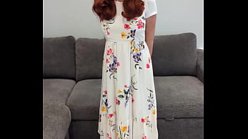 A redhead in a dress