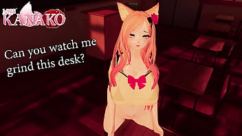 I grind a desk and ask you to watch and get turned on sexy catgirl vtuber cosplay