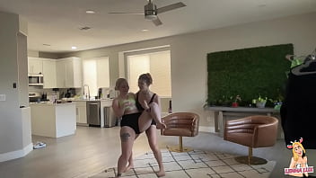 Hot chick wrestles & deadlifts tiny bratty friend