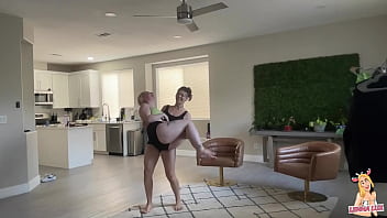 Hot chick wrestles & deadlifts tiny bratty friend