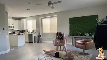 Hot chick wrestles & deadlifts tiny bratty friend